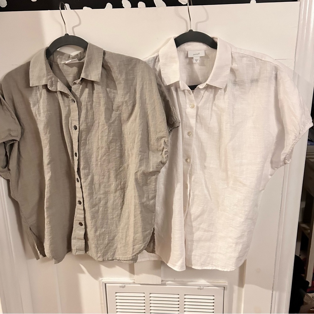 J Jill Pure Jill Relaxed Button down short sleeve cotton shirts XS